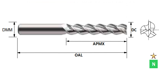 20.0mm 3 Flute 45 (115mm Length of Cut) Degree Long Series ALU-XP Carbide Slot Drill